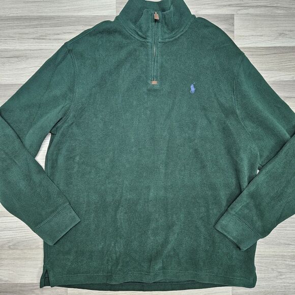 POLO RALPH LAUREN Mens Green 1/4 Zip Sweater Size XL - Picture 2 of 7